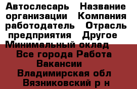 Автослесарь › Название организации ­ Компания-работодатель › Отрасль предприятия ­ Другое › Минимальный оклад ­ 1 - Все города Работа » Вакансии   . Владимирская обл.,Вязниковский р-н